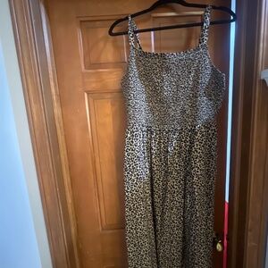 Smocked leopard maxi dress